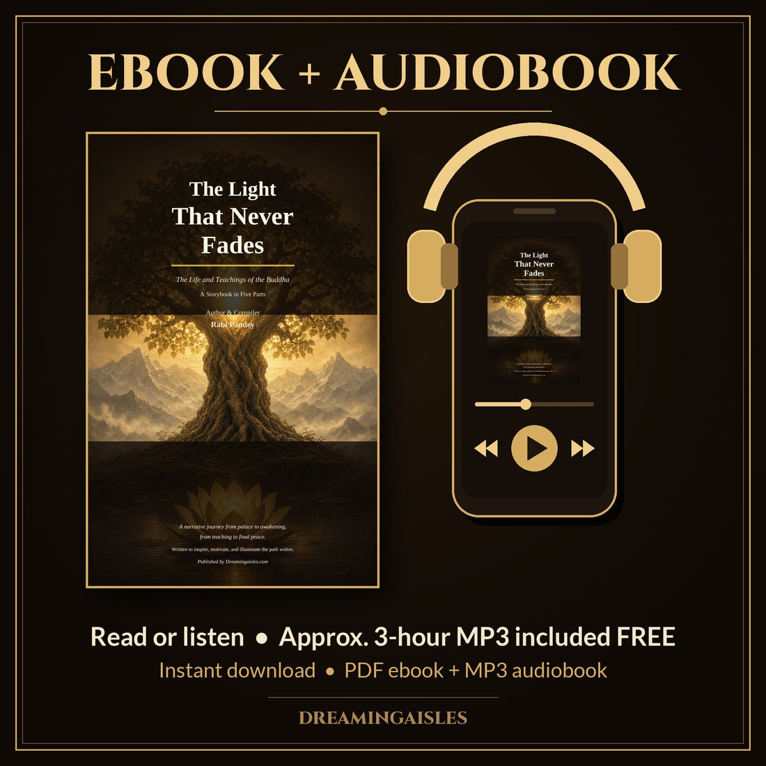 The Light That Never Fades ebook and audiobook, with 4 small mindful habits for a calmer day