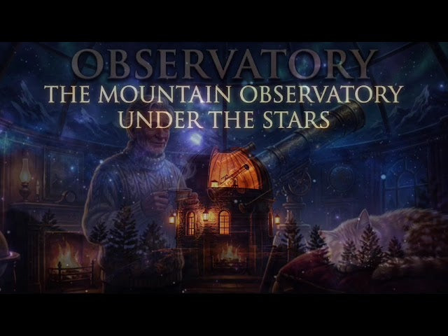 The Mountain Observatory Under the Stars, a glowing observatory on a starry mountain night