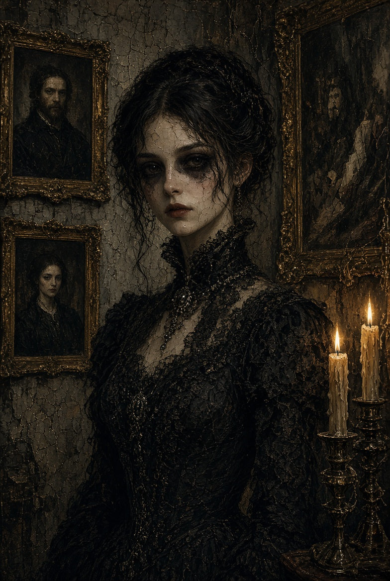 Gothic Halloween printable wall art bundle – Victorian gothic portrait print preview