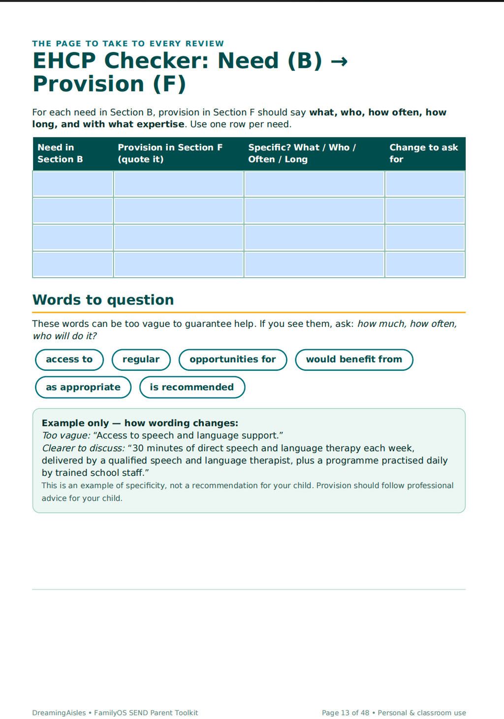 SEND Parent Toolkit | EHCP Tracker, Evidence Log & Meeting Planner — Fillable & Printable PDF
