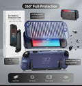 Blue protective grip case for Nintendo Switch 2 with front cover and retail box – full-protection overview