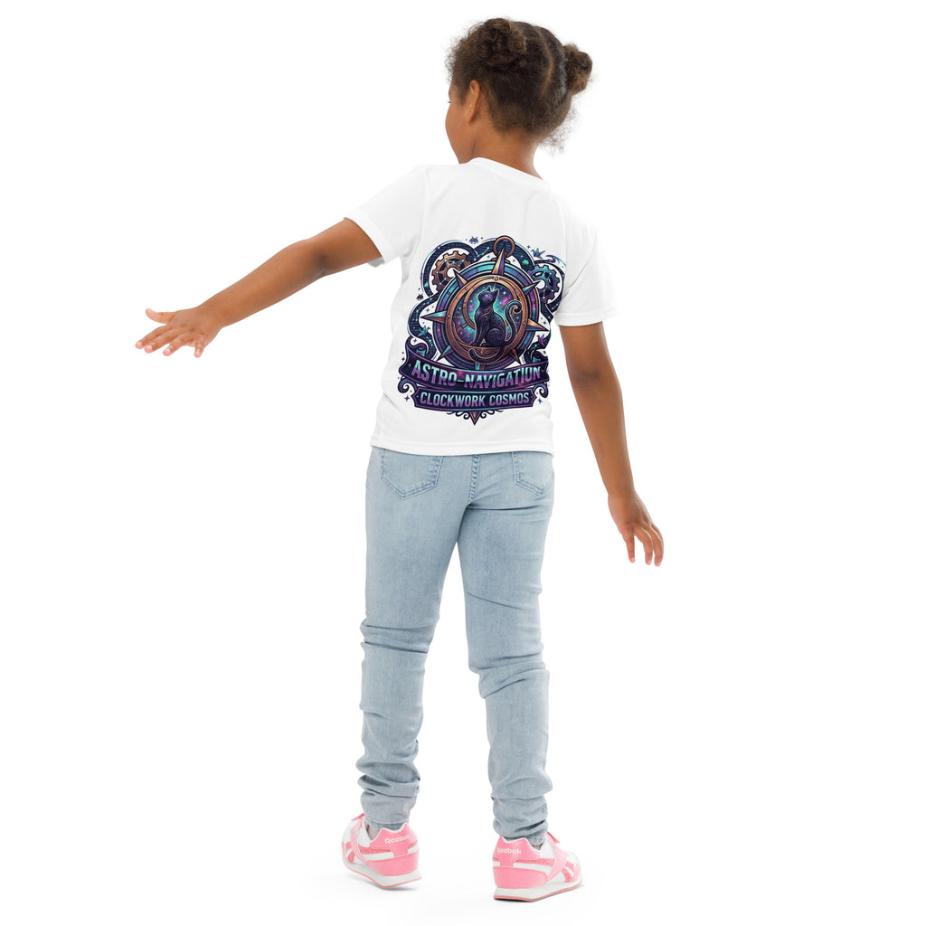 Steampunk Cosmic Black Cat Kids T-Shirt | Clockwork Cosmos Tee — product image 7