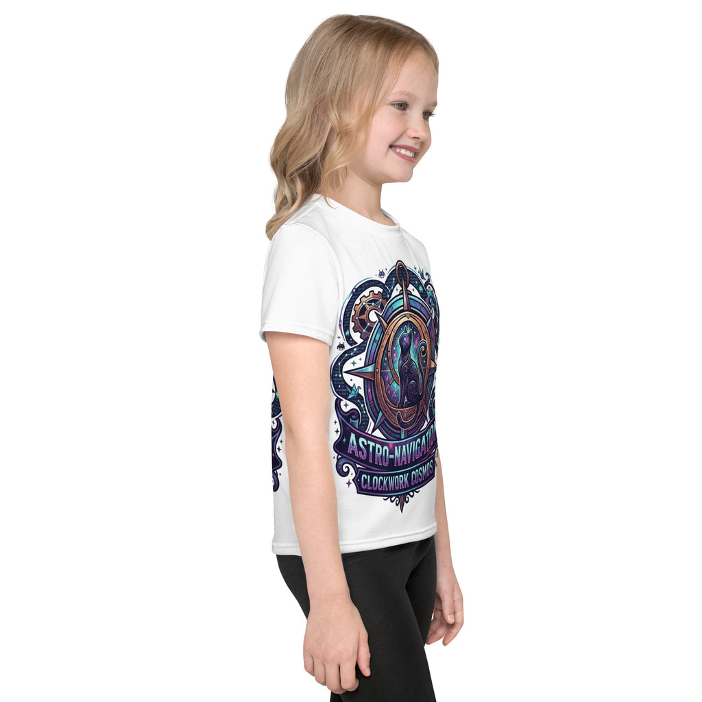 Steampunk Cosmic Black Cat Kids T-Shirt | Clockwork Cosmos Tee — product image 13