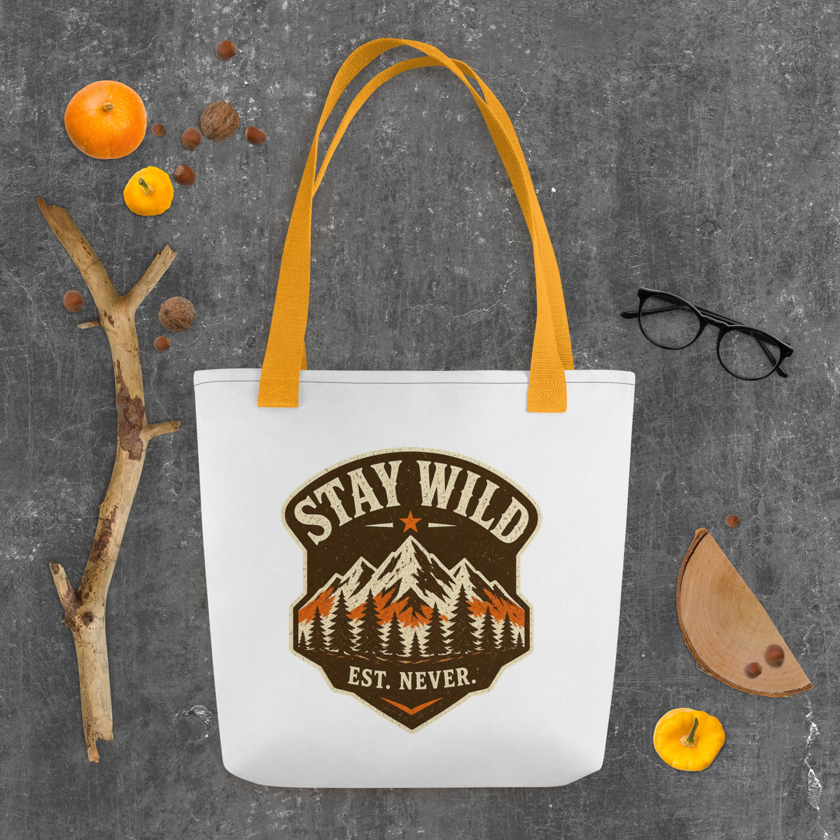 Stay Wild Vintage Mountain Art Print Tote Bag — product image 14