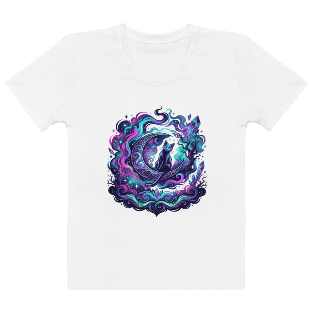Neon Cosmic Black Cat T-Shirt | Celestial Gothic Halloween Tee — product image 15