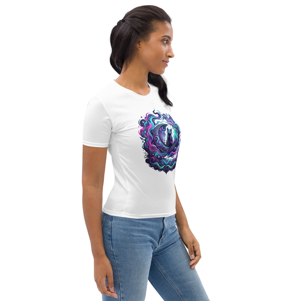 Neon Cosmic Black Cat T-Shirt | Celestial Gothic Halloween Tee — product image 9