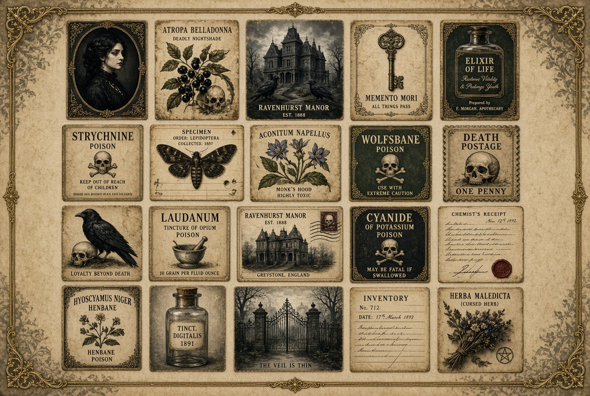 Gothic Halloween printable wall art bundle, Victorian dark academia print – preview 8