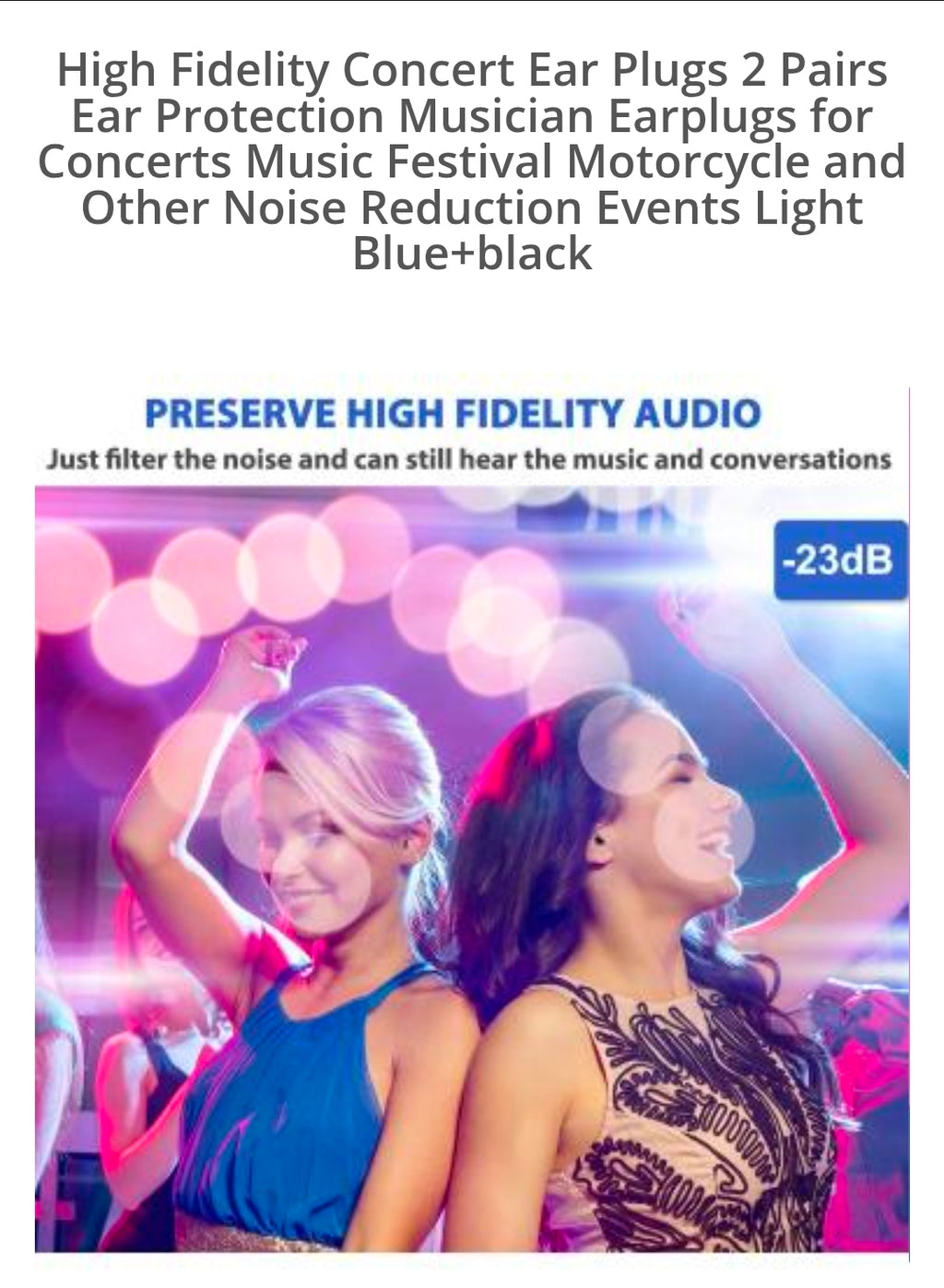 Laudexua -23dB high fidelity ear plugs filter noise while keeping music and conversations audible at concerts