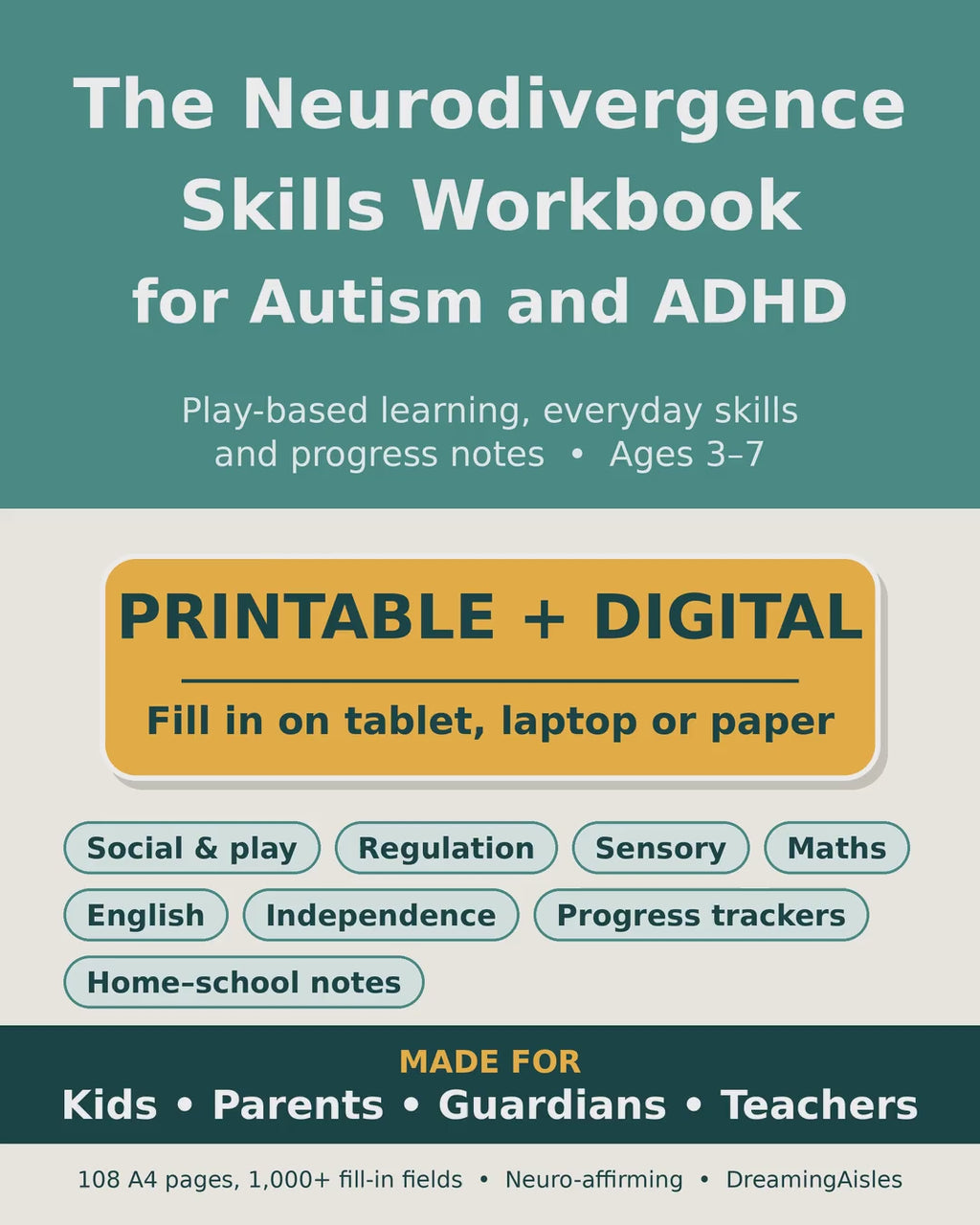 5-second flip-through of 12 pages from the Neurodivergence Skills Workbook for Autism and ADHD