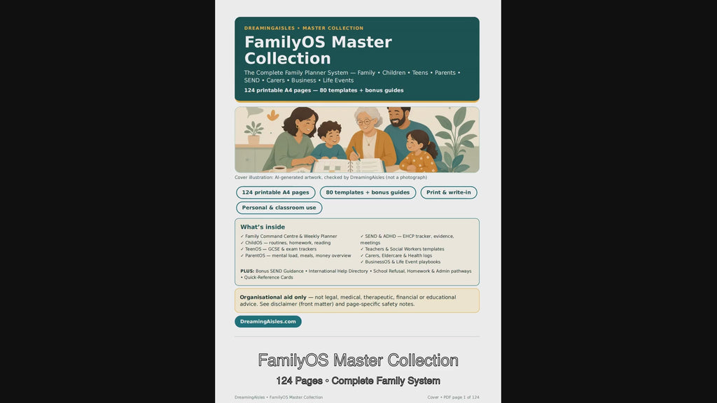 FamilyOS Master Collection|Digital Fillable annd Printable | Family & SEND Planner PDF, 124 Pages