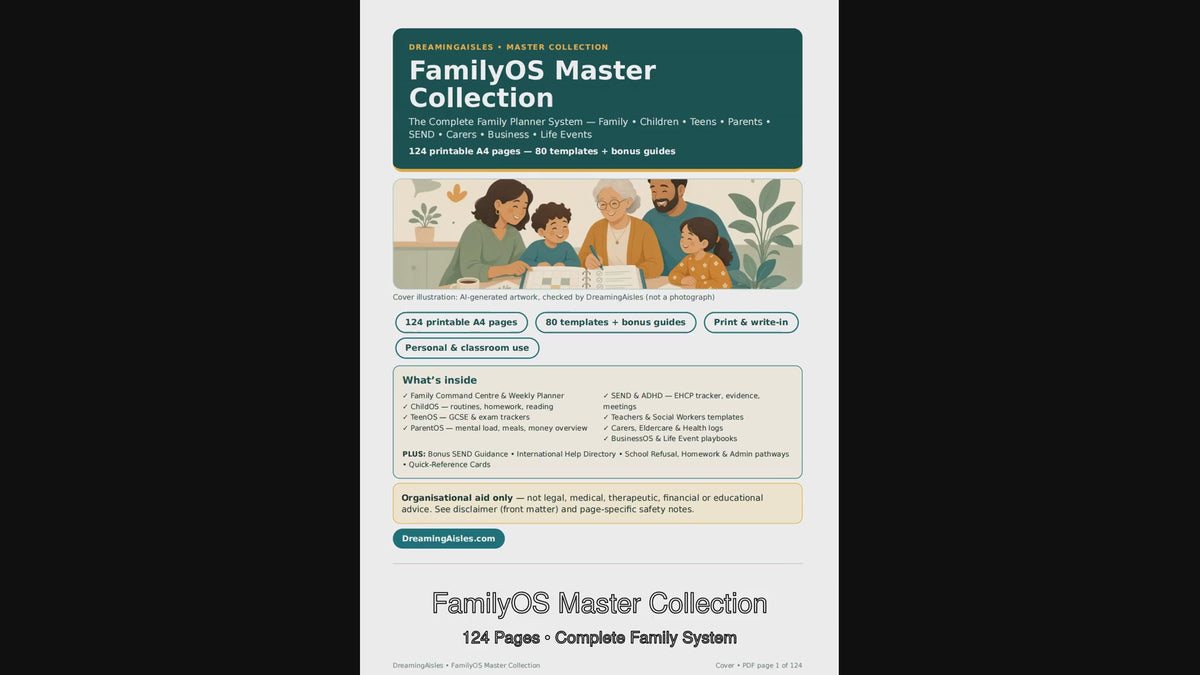 FamilyOS Master Collection|Digital Fillable annd Printable | Family & SEND Planner PDF, 124 Pages