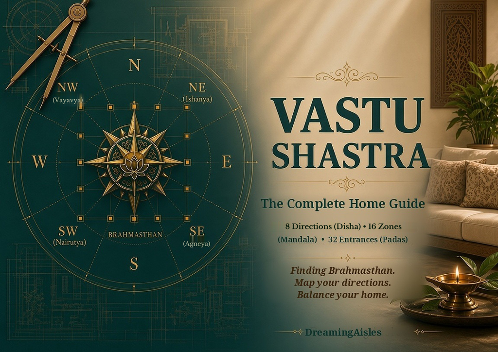 Vastu Shastra Complete Guide 103-page PDF ebook cover by DreamingAisles