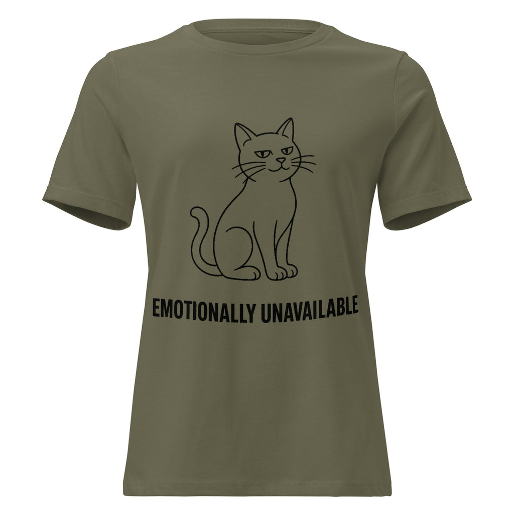 Emotionally Unavailable Cat T-Shirt | Women's Line Art Tee — product image 1