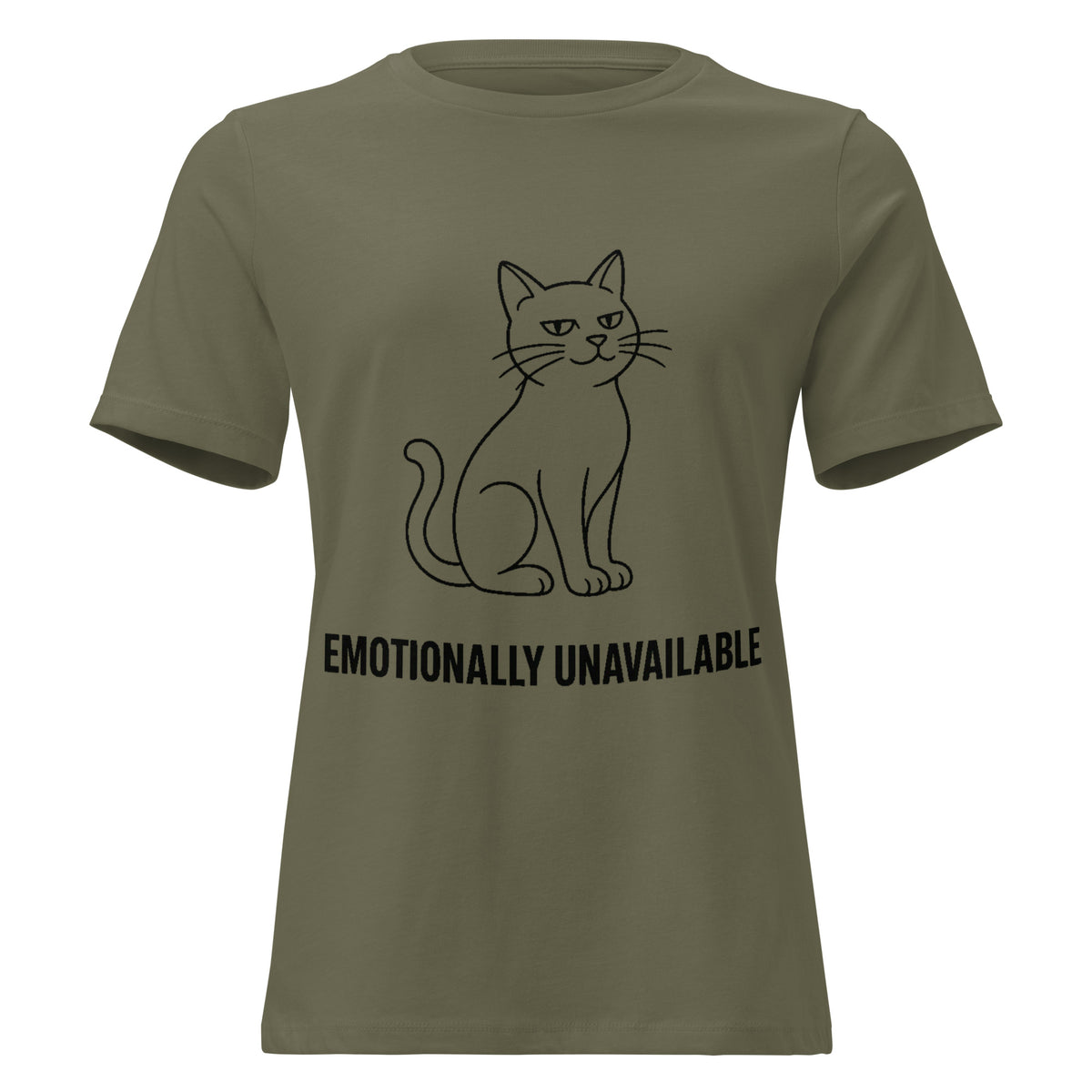 Emotionally Unavailable Cat T-Shirt | Women's Line Art Tee — product image 1